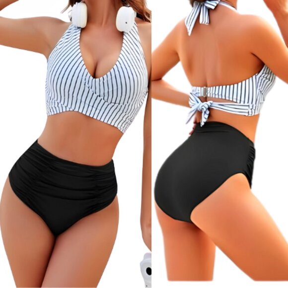18.🆕Large Blooming Jelly Women’s Tummy Control High Waisted Bikini Set NWT - Picture 1 of 2
